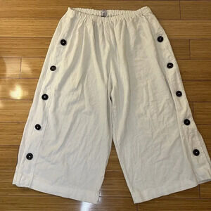 Vintage 80s White Pants Maria De Guadalajara 1982 Size L Buttons Elastic Waist